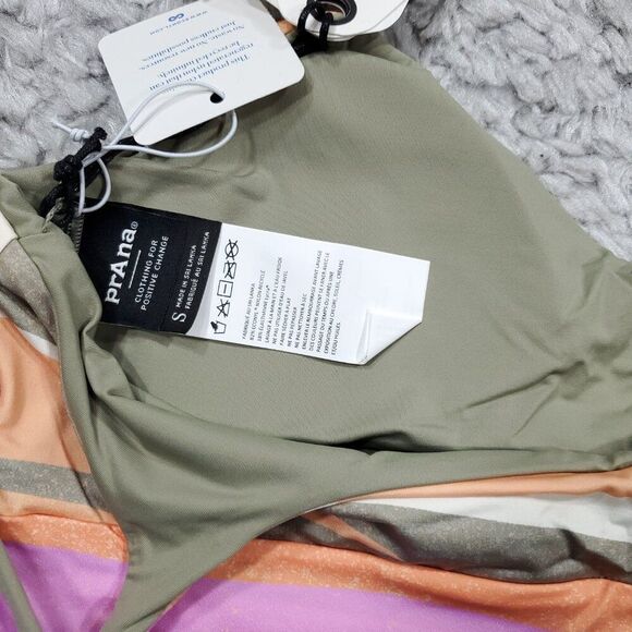Prana Willow Falls Reversible Bikini Swim Top Waves Orange Green Size Small - Picture 5 of 5